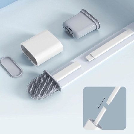 Silikontoalettborste och behållare, vägg och stående, med snabbtorkande toalettsatshållare