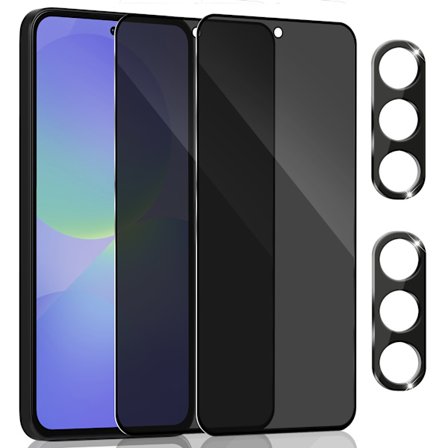 2-Pack Samsung A36 Privacy Skärmskydd & 2-Pack linsskydd - Härdat Glas 9H - Super kvalitet 3D