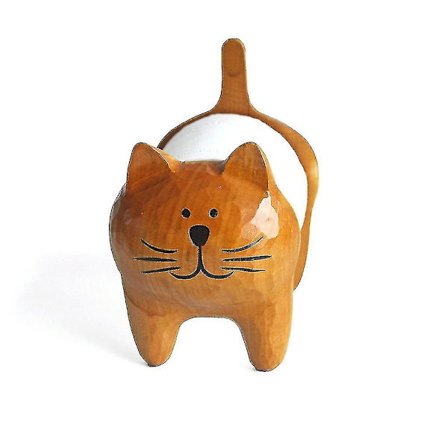 Kreativ Træpapirholder Sød Kat Toilet Badeværelse Hjem Decor A