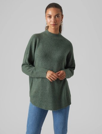 Vero Moda Vmplaza Ls Highnck Long Pullover Ga Noos - Green - S