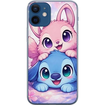 Kompatibel Mobilcover til Apple Apple iPhone 12 Sød kawaii illustration med pink og blå fantasidyr, store øjne og bløde farver perfekt til børne