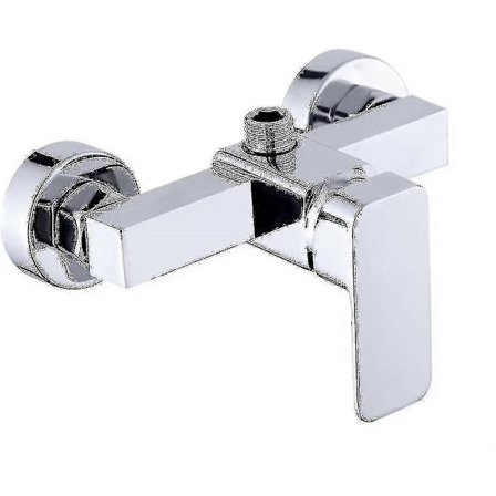 Moderne krom vægmonteret brusehane med brusebatteri til koldt og varmt vand - Ri