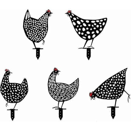 5-pakning Realistiske Høner Hagepynt Kyllingform Hagesilhuett Ornament For Plensti Gangvei Hage