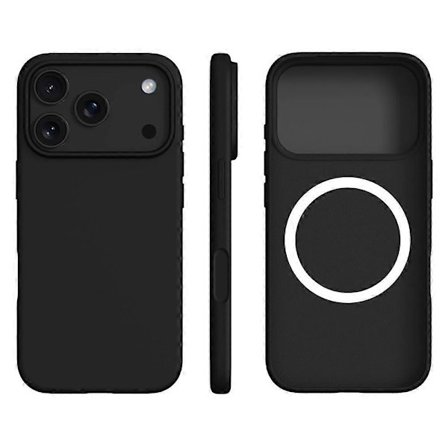 MagSafe-yhteensopiva erittäin ohut nestemäinen silikoni + PC-puhelinkotelo, musta, yhteensopiva iPhone 17 Pron kanssa.