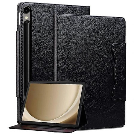 Nahkakotelo Samsung Galaxy Tab S9/ Tab S10 FE/ S9 FE/ Tab S8/ Tab S7 -malleille korttitaskulla Black_tfrf Musta