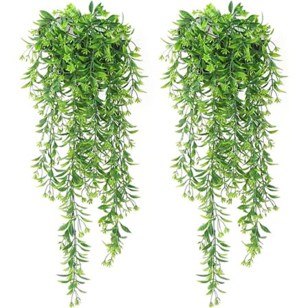 2 stk kunstig girlander falske blomster Wisteria hengende vinplanter for hage hjemmedekorasjon (ingen kurv)