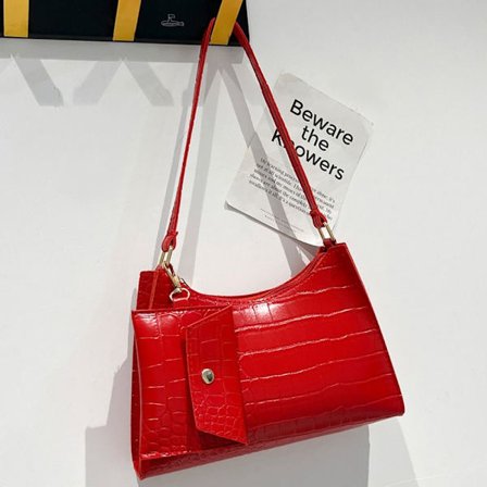 Crocodile Pattern Olkalaukku PU-nahkainen Crossbody-laukku PUNAINEN