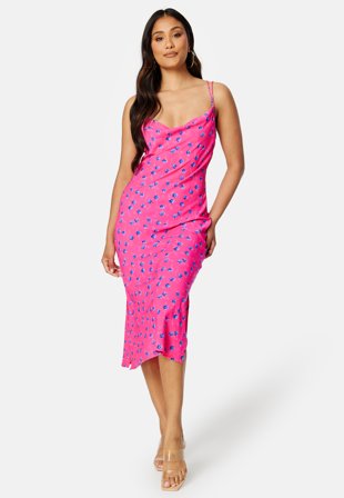 VILA Gabrielle Strap Dress Pink Peacock AOP:BLU Klær
