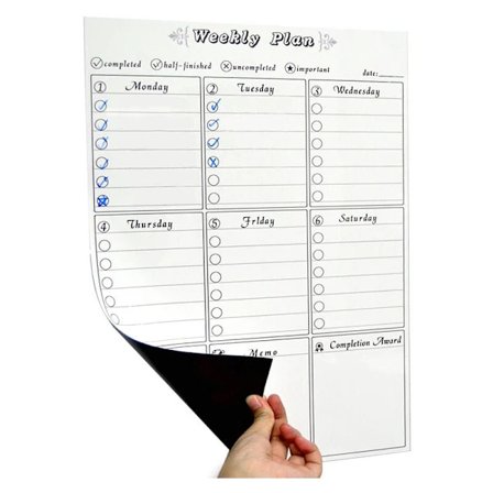 Whiteboard för kylskåp, veckovis menyplanerare, magnetisk måltidsorganisatör för kylskåp