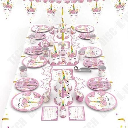 TD Unicorn Theme Födelsedagstillbehör Engångsutrustning Dekorera Stora Inomhus Utomhus Barnfödelsedagsfester