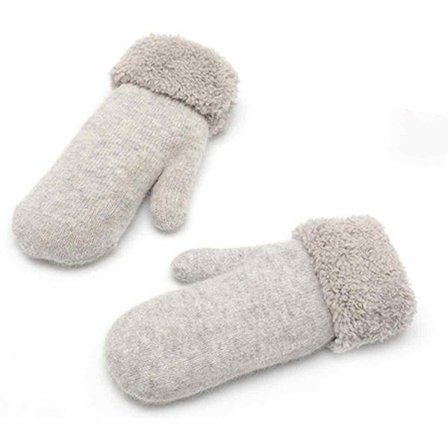 Dame Velvet Dobbeltlags Vinterhandsker, Tykke Plys Strikkede Fleeceforede Termiske Votter, Vindtæt Manchet