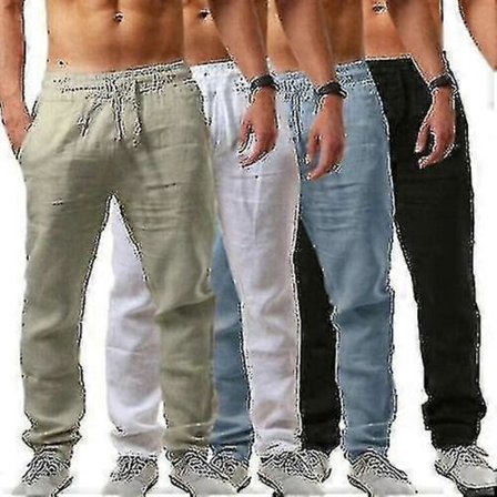 Herre Casual Bomuld Hør Løse Harem Bukser Strand Yoga Hippie Bukser