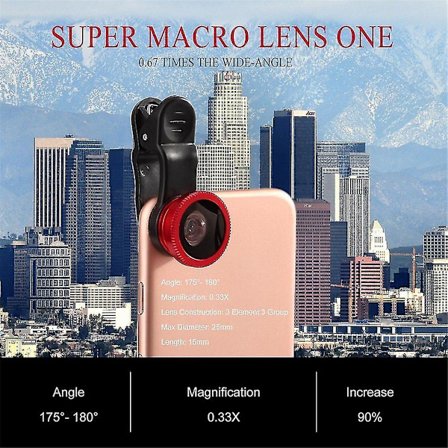 3-i-1 klippbart mobilfiskekameraobjektiv vidvinkel rund