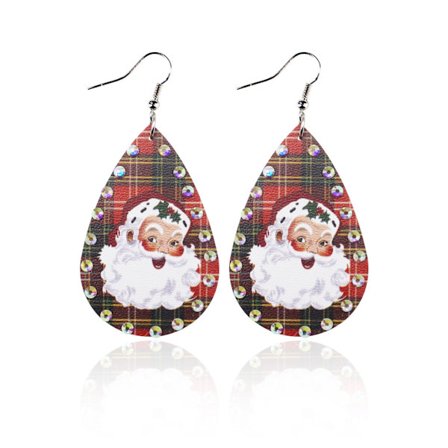 Jul läder spik örhängen, papai noel plaid örhängen, hol