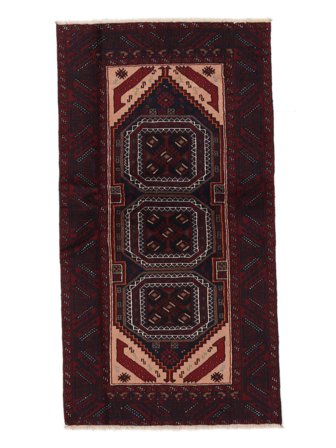 Tapis Baloutche 99X183 Noir (Laine, Perse)