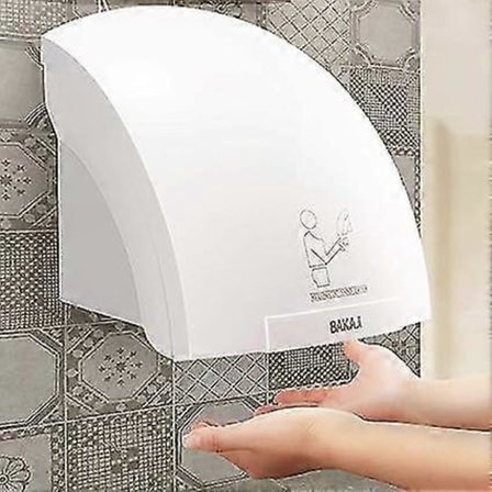 Elektrisk automatisk håndtørker for hotell, veggmontert baderom med fotocellesensor (2000 W), ABS, hvit, Watt