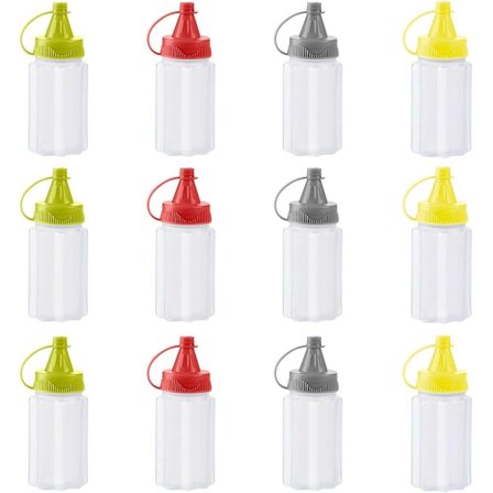 12-pak 3,2*3,2*8 cm Sauceflasker Mini Sauceflasker Klemme flasker Ketchupflasker Salatdressingflasker Lækagesikker Plastik Sauce