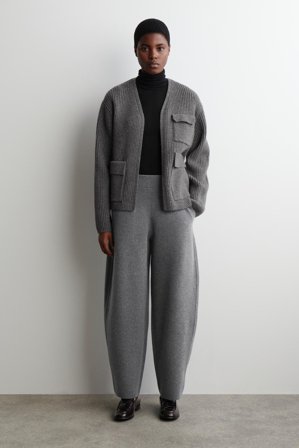 COS Femme Pantalon Barrel En Laine Mérinos in Gris