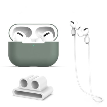 AirPods Pro 2 silikonisuojus hihnalla ja kuulokkeiden pidikkeellä - Vihreä