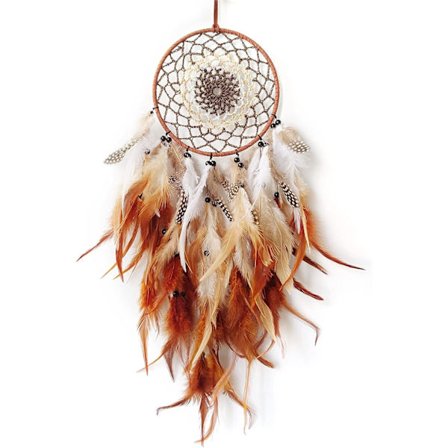 Brun Drømmefanger Håndlavet Drømmefanger til Voksen Soveværelse Fjer Drømmefanger til Børn Væg Dekoration Hængende Ornament Håndværk Gave