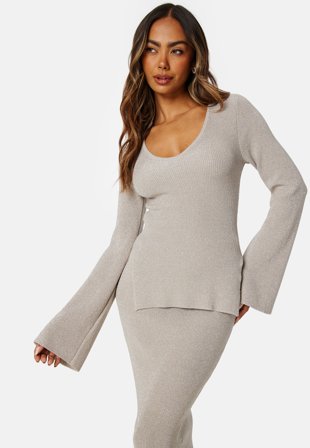 Madeleine Bitici X Bubbleroom Madeleine Sparkling Knitted Top Light champagne Klær