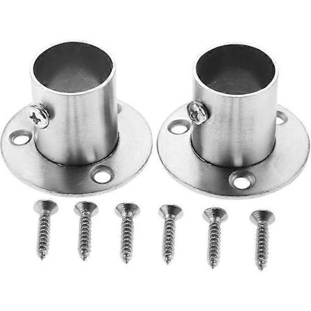 Sett med 2 garderobestangfester i rustfritt stål med flens