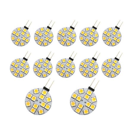 12 KPL G4 Kiekkovalot LED-lamput Sivutappi Pyöreä G4 5050 12SMD LED RV-valo Kodin lukuvalo, Lämmin W-Xin