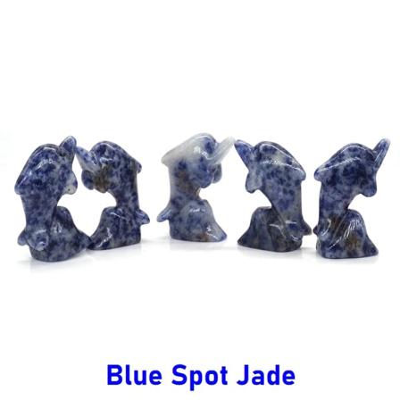 5 st/ set Surf delfinstaty Naturstensprydnad Helande Kristall Reiki djurfigur Handsnidad ädelsten Heminredning Blue Spot Jade