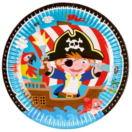 Pirat Papperstallrik 23cm 8-pack - Piratkalas Dekoration - Kalaslagret.se
