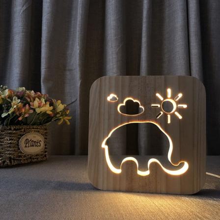 LED puinen veisto yövalo USB Power Elephant Pattern T1873W