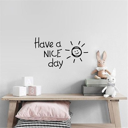 2 kappaletta Have A Nice Day -seinätekstit englanniksi, pohjoismainen tyyli, ins-yksinkertainen makuuhuoneen sisustustaulu, musta