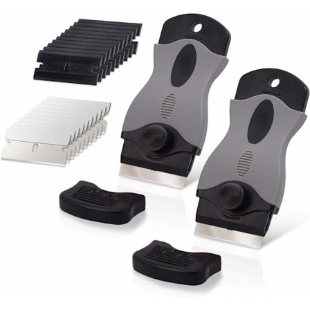 Keramisk koketoppskrape fra PCS med 10 plastskraper + 10 metallblader, keramisk koketoppskrape for fjerning av etiketter, svart