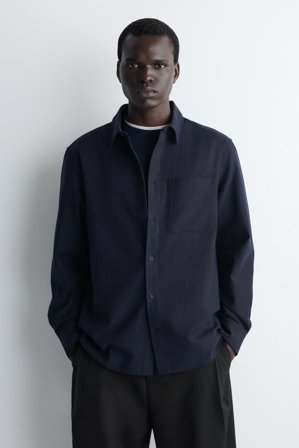 COS Relaxed Brushed Cotton-Blend Shirt in Blue - Men