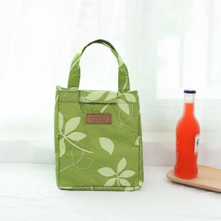 Bärbar matsäck Praktisk tecknad stanniol thermal vävt bälte Green leaves