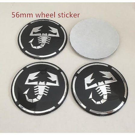 4 stk. 50mm 56mm Abarth Bilhjulnav Center Cap Badge Covers Emblem Sticker Decal Styling Tilbehør,56mm Sort Abarth 1