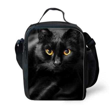 Harajuku Novelty Funny Cat 3st/ Set Ryggsäck 3D Print Skola Student Bokväska Anime Laptop Dagsäck Lunchväska Case Silver