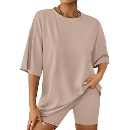 Naisten 2-osaiset setit Lounge Matching Kaksiosainen Kesäasut Muoti 2024 Oversized Paidat Pyöräilyshortsit Verryttelypuku Olennainen kesään