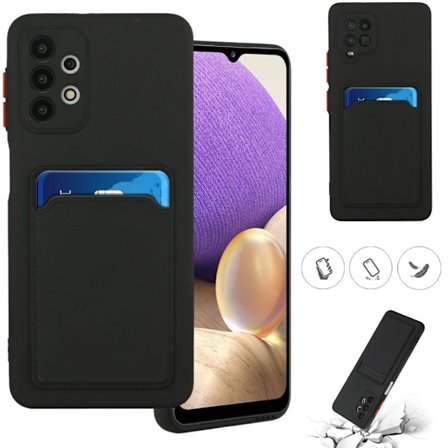Musta korttikotelo suojaa Samsung A53/A33/A13/A52/A12 -