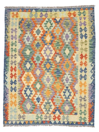 Kilim Afghan Old Style Rug 155X196 Dark Teal/Orange Wool, Afghanistan