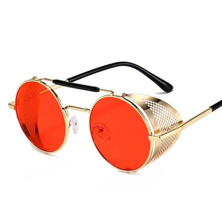 Trendiga Retro Steampunk Solglasögon Män Märkesdesigner Runda Steam Punk Legering Solglasögon Goggles För Kvinnor UV400 Gafas de Sol