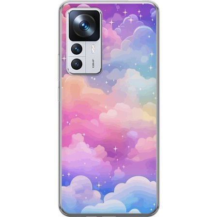 Kompatibelt Mobildeksel til Xiaomi 12T Søt enhjørning med regnbuefarget hår mot en stjernebelagt pastellbakgrunn i kawaii-stil