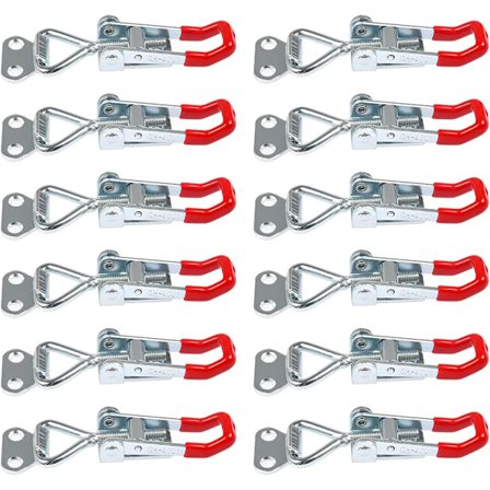 Toggle Catch Latches, 12 stk. Metal Toggle Clamp, 100 kg/220 lbs, Justerbar Toggle Clamp, Heavy Duty Håndværktøj Holding Latch Button Toggle Latch