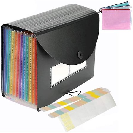 Stor kapacitet 24 fickor A4 dragspelsfilorganisatör med expanderbart lock