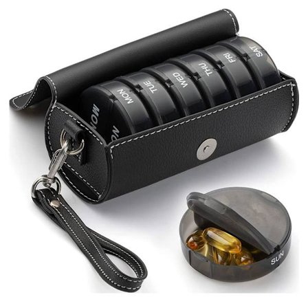 1 st (Svart) Fodral Veckopillerbox Organiserare 2 Gånger Om Dagen