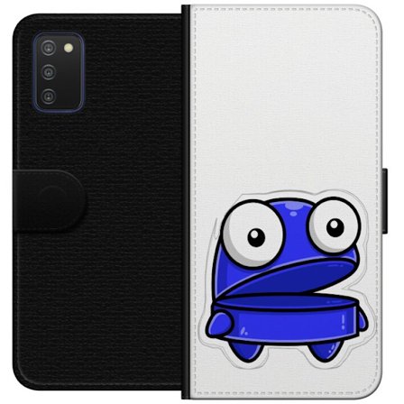 Kompatibel Tegnebogsetui til Samsung Samsung Galaxy A03s Blå tegneseriefigur med åbent udtryk og store øjne i sjov illustration