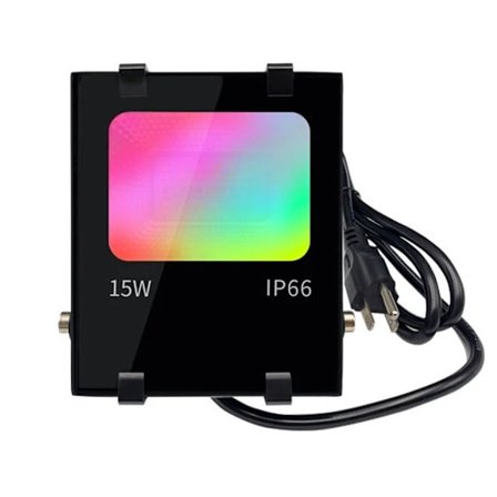 RGBW LED-Utomhusbelysning 15W, Smartphone-Styrd, Smart RGB Full Color LED-Spotlight, IP66 Vattentät, 20 Lägen 16