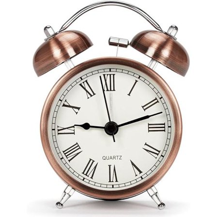 Vintage Tyst Väckarklocka, 3 Tum Analog Quartz med Högljudd Dubbel Klocka, Batteridriven för Barn & Resor, Icke-Tickande Design