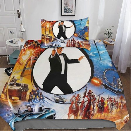 Pieces 007 Påslakanset 3D Sängkläder Täcke James Bond Påslakan, Ultramjuk Mikrofiber med Dragkedja Örngott Enkel