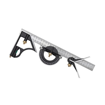 Kombinert Vinkelmåler i Rustfritt Stål, Vinkelmåler, Snekring, 90 Grader, 45 Grader, Vinkelmåler, Rett Vinkelmåler