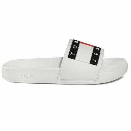 Tommy Jeans, Tommy Jeans klapki Flag Pool Slide En 0En 00474-Ybs 36 Biały, unisex, Rozmiar: 38 EU
